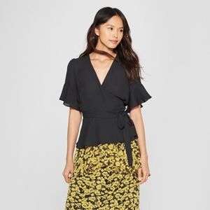Ruffle Sleeve Wrap Top